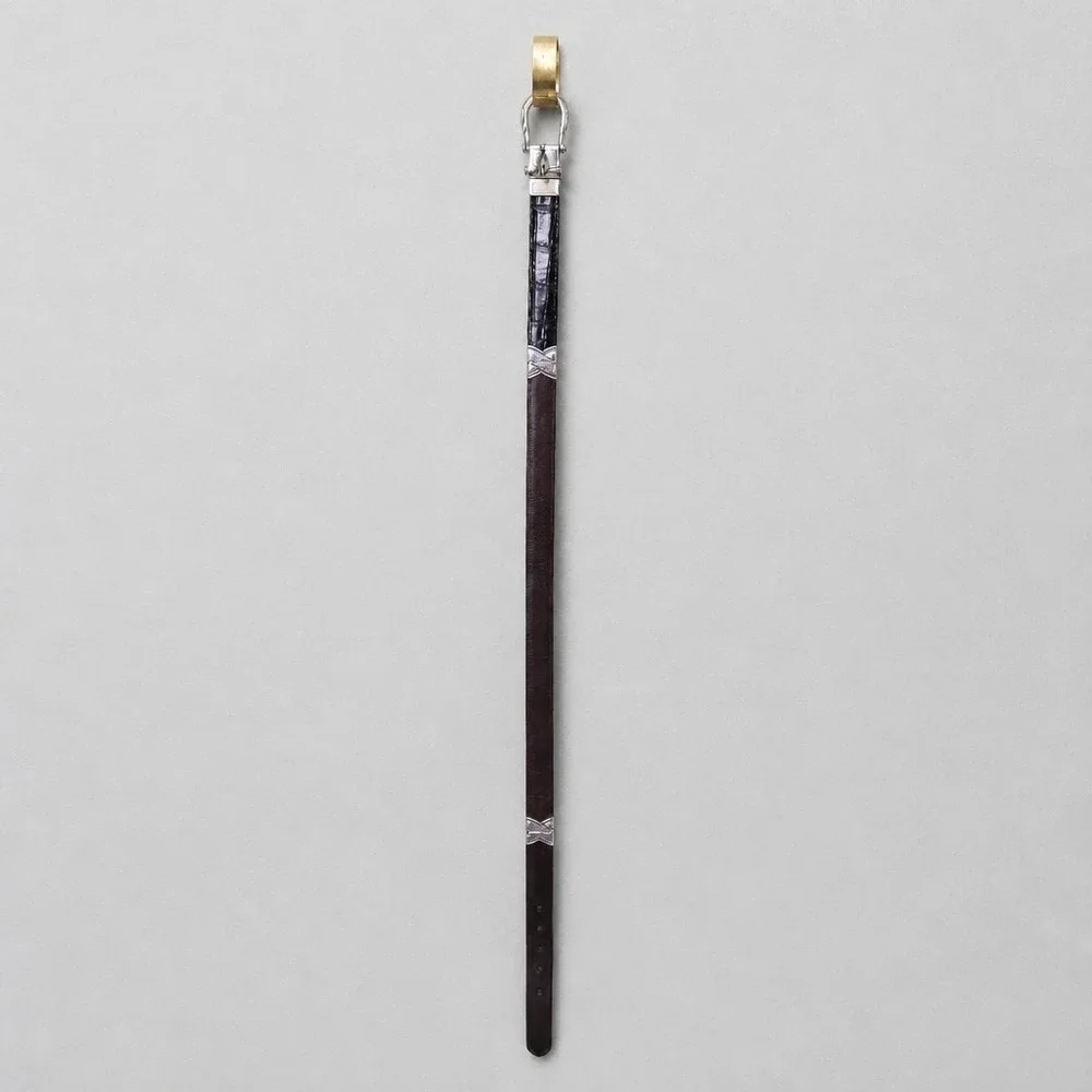Brighton Reversible Western Belt Black Tan‎ Croc Leather Silver Buckle Size M 32